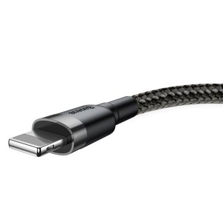Wytrzymały elastyczny kabel przewód USB Iphone Lightning QC3.0 2.4A 0.5M czarno-szary BASEUS