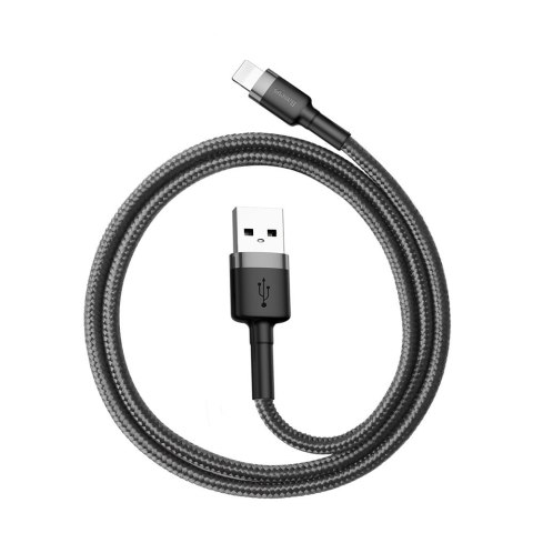Wytrzymały elastyczny kabel przewód USB Iphone Lightning QC3.0 2.4A 0.5M czarno-szary BASEUS