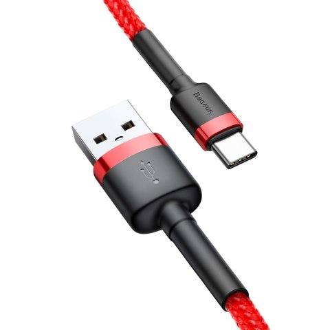 Wytrzymały elastyczny kabel przewód USB USB-C QC3.0 3A 0.5M czerwony BASEUS