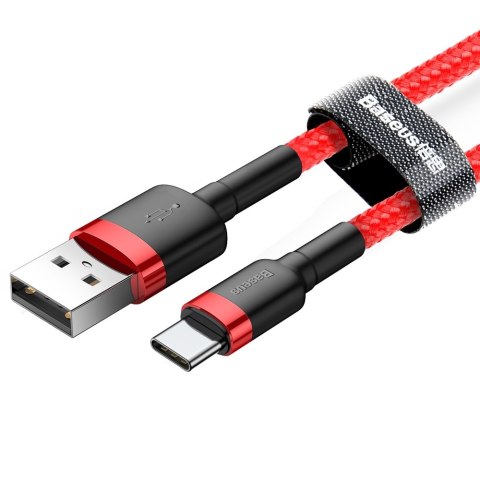 Wytrzymały elastyczny kabel przewód USB USB-C QC3.0 3A 1M czerwony BASEUS