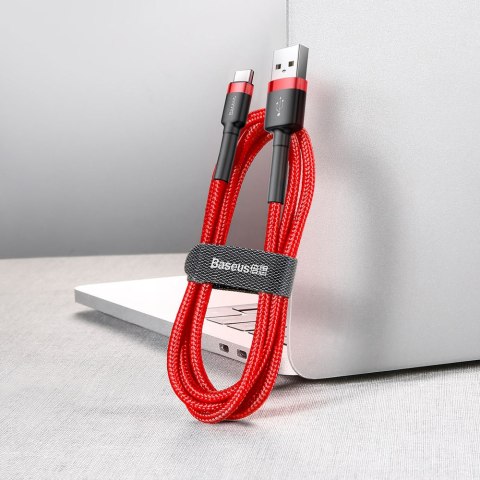 Wytrzymały elastyczny kabel przewód USB USB-C QC3.0 3A 1M czerwony BASEUS