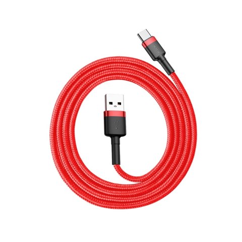 Wytrzymały elastyczny kabel przewód USB USB-C QC3.0 3A 1M czerwony BASEUS