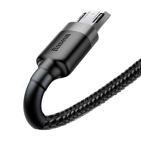 Wytrzymały elastyczny kabel przewód USB microUSB 1.5A 2M czarno-szary BASEUS