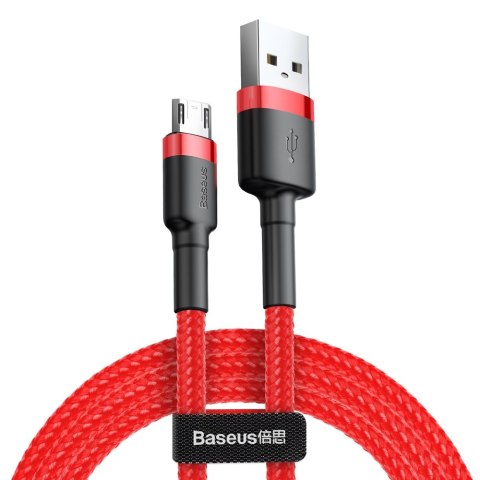 Wytrzymały elastyczny kabel przewód USB microUSB QC3.0 2.4A 1M czerwony BASEUS