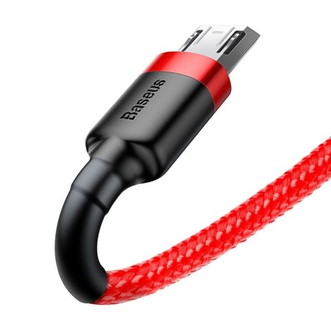 Wytrzymały elastyczny kabel przewód USB microUSB QC3.0 2.4A 1M czerwony BASEUS