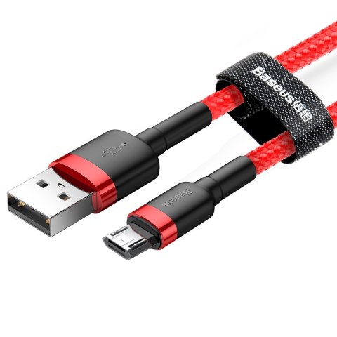 Wytrzymały elastyczny kabel przewód USB microUSB QC3.0 2.4A 1M czerwony BASEUS