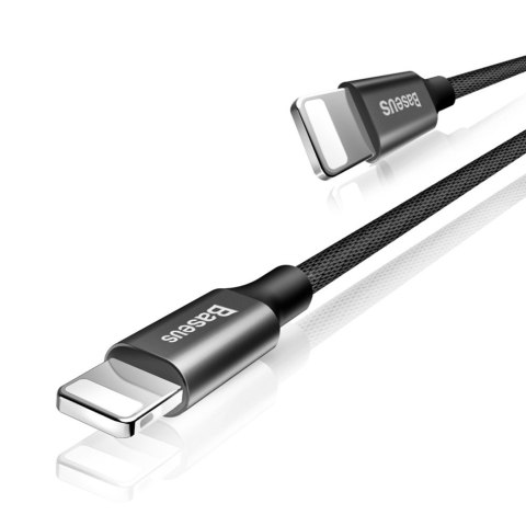 Wytrzymały kabel przewód w materiałowym oplocie USB Iphone Lightning 1.2M czarny BASEUS