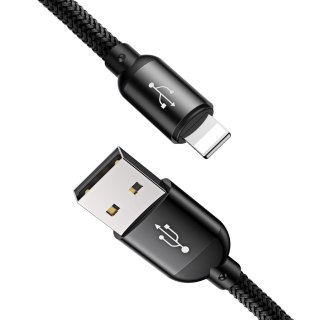 Wytrzymały przewód kabel 3w1 USB microUSB Iphone Lightning USB-C 3.5A 1.2M czarny BASEUS