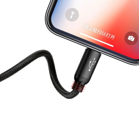 Wytrzymały przewód kabel 3w1 USB microUSB Iphone Lightning USB-C 3.5A 1.2M czarny BASEUS