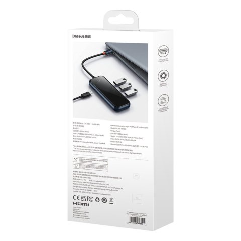 AcmeJoy HUB 4-portowy USB-C 3xUSB 3.0 ciemnoszary BASEUS