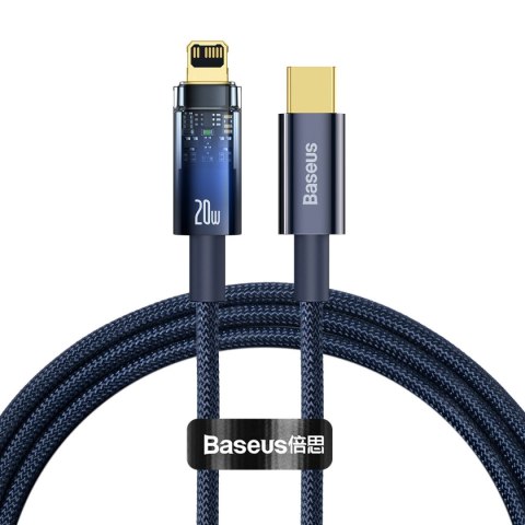 Explorer Series kabel przewód USB-C Iphone Lightning 20W 1m niebieski BASEUS