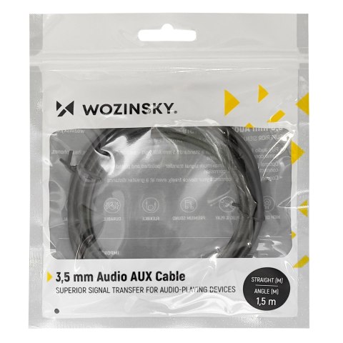 Kabel AUX kątowy męski-męski kabel mini jack 1.5m czarny WOZINSKY