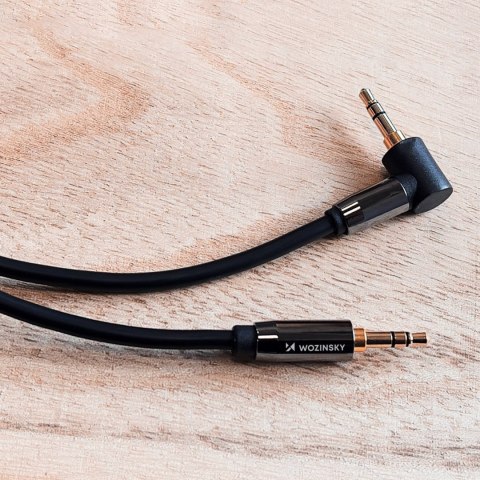 Kabel AUX kątowy męski-męski kabel mini jack 2m czarny WOZINSKY