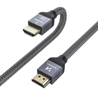 Kabel przewód HDMI 2.1 8K 60 Hz 48 Gbps 4K 120 Hz 2K 144 Hz 3 m srebrny WOZINSKY