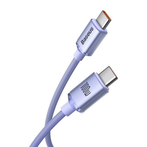 Kabel przewód do szybkiego ładowania i transferu danych USB-C USB-C 100W 2m fioletowy BASEUS