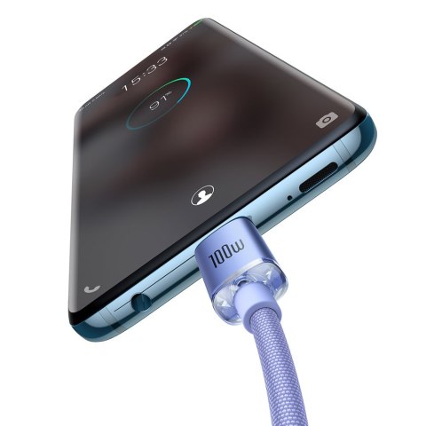 Kabel przewód do szybkiego ładowania i transferu danych USB-C USB-C 100W 2m fioletowy BASEUS