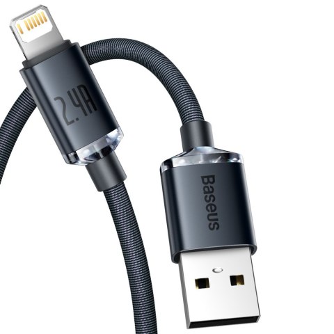 Kabel przewód do szybkiego ładowania i transferu danych USB Iphone Lightning 2.4A 1.2m czarny BASEUS