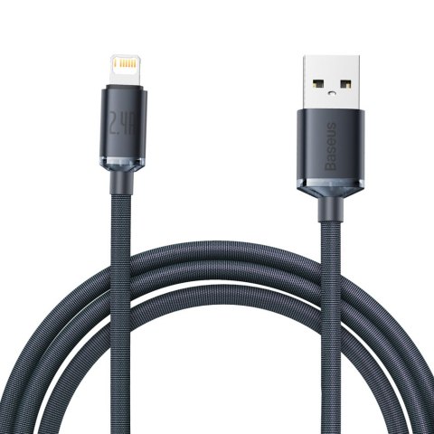 Kabel przewód do szybkiego ładowania i transferu danych USB Iphone Lightning 2.4A 2m czarny BASEUS