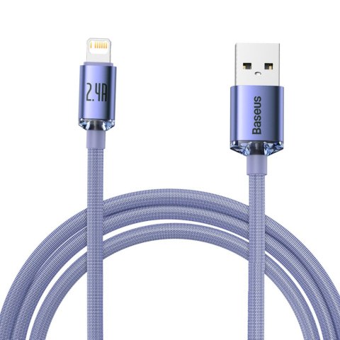 Kabel przewód do szybkiego ładowania i transferu danych USB Iphone Lightning 2.4A 2m fioletowy BASEUS