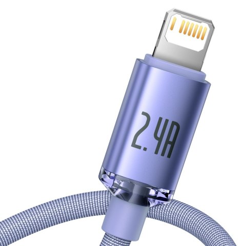 Kabel przewód do szybkiego ładowania i transferu danych USB Iphone Lightning 2.4A 2m fioletowy BASEUS