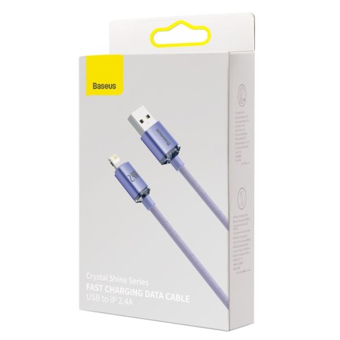 Kabel przewód do szybkiego ładowania i transferu danych USB Iphone Lightning 2.4A 2m fioletowy BASEUS