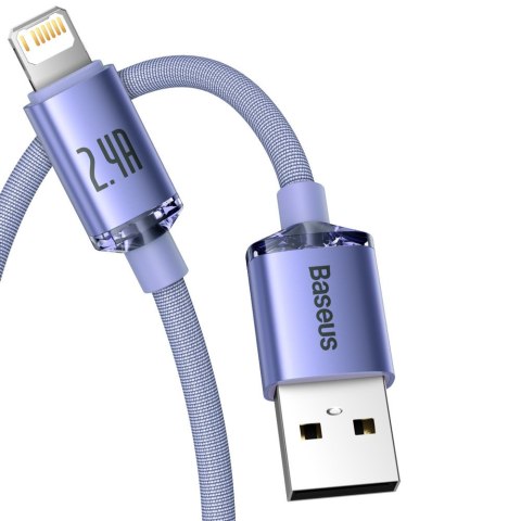 Kabel przewód do szybkiego ładowania i transferu danych USB Iphone Lightning 2.4A 2m fioletowy BASEUS