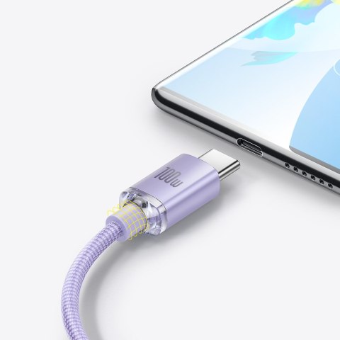 Kabel przewód do szybkiego ładowania i transferu danych USB USB-C 100W 1.2m fioletowy BASEUS