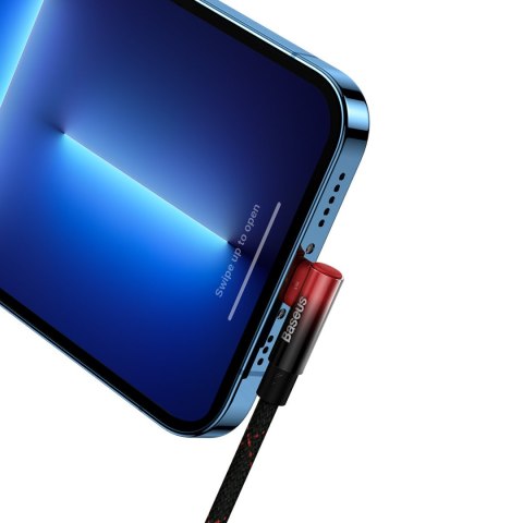 Kątowy kabel przewód Power Delivery z bocznym wtykiem USB-C Iphone Lightning 1m 20W czerwony BASEUS