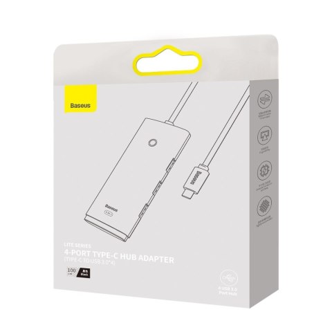 Lite Series przejściówka HUB USB-C 4x USB 3.0 1m czarny BASEUS