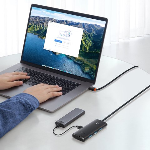 Lite Series przejściówka HUB USB-C 4x USB 3.0 1m czarny BASEUS