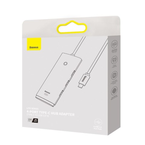 Lite Series przejściówka HUB USB-C 4x USB 3.0 2m czarny BASEUS