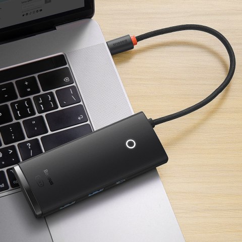 Lite Series wielofunkcyjny HUB USB-C 2 x USB 3.0 USB-C HDMI 1.4 SD-TF czarny BASEUS