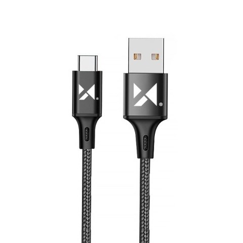 Mocny kabel przewód w oplocie USB USB-C 2.4A 1m czarny WOZINSKY