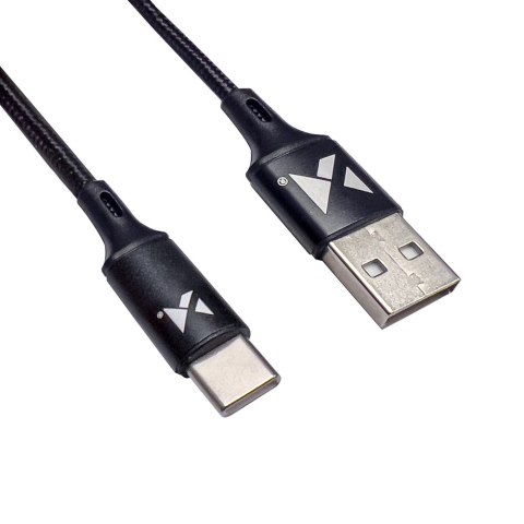 Mocny kabel przewód w oplocie USB USB-C 2.4A 1m czarny WOZINSKY