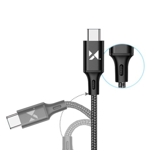 Mocny kabel przewód w oplocie USB USB-C 2.4A 1m czarny WOZINSKY