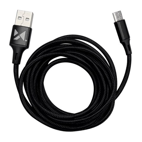 Mocny kabel przewód w oplocie USB USB-C 2.4A 2m czarny WOZINSKY