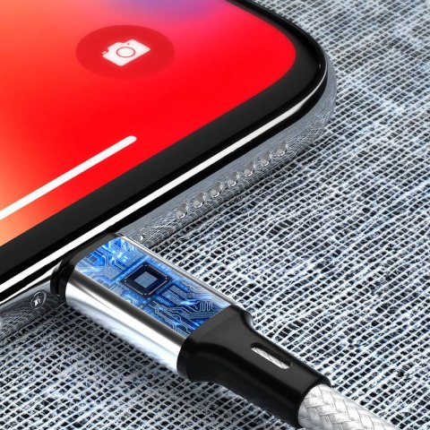 Mocny kabel przewód w oplocie USB USB-C 2.4A 2m czarny WOZINSKY