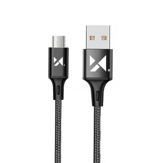 Mocny kabel przewód w oplocie USB microUSB 2.4A 1m czarny WOZINSKY