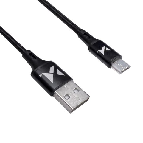 Mocny kabel przewód w oplocie USB microUSB 2.4A 1m czarny WOZINSKY