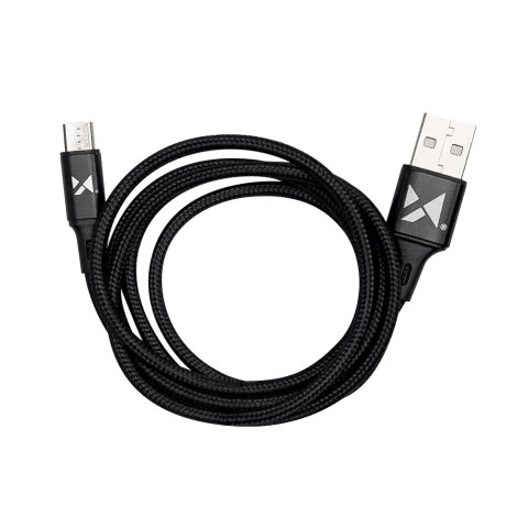 Mocny kabel przewód w oplocie USB microUSB 2.4A 1m czarny WOZINSKY