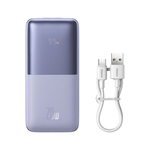 Powerbank Bipow Pro 10000mAh 20W z kablem USB USB-C 3A 0.3m fioletowy BASEUS