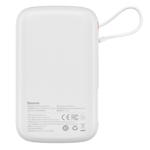 Powerbank z szybkim ładowaniem 10000mAh 22.5W QC-PD-SCP-FCP kabel USB-C biały BASEUS