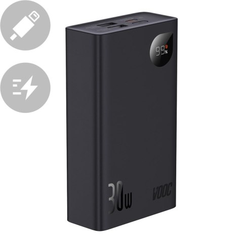 Powerbank z wyświetlaczem 20000mAh 30W 2xUSB 1xUSB-C Quick Charge SCP VOOC czarny BASEUS