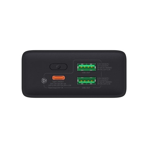 Powerbank z wyświetlaczem 20000mAh 30W 2xUSB 1xUSB-C Quick Charge SCP VOOC czarny BASEUS