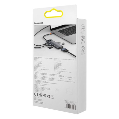 Stacja dokująca HUB 8w1 USB-C 1xHDMI 3xUSB 3.2 1xPower Delivery czytnik kart SD czytnik kart TF VGA szary BASEUS