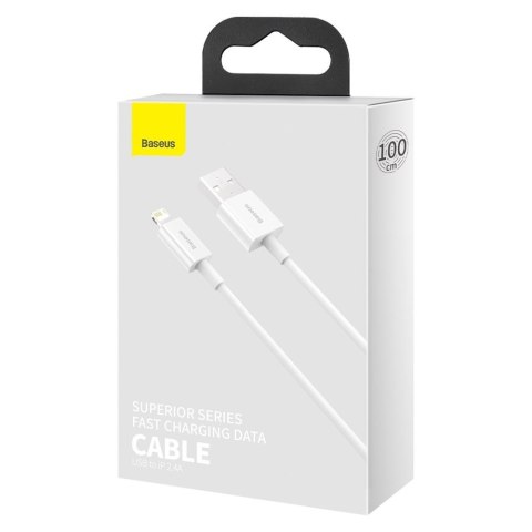 Superior kabel przewód USB Iphone Lightning 2.4A 1m Biały BASEUS