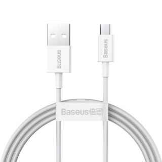 Superior kabel przewód USB microUSB do szybkiego ładowania 2A 1m biały BASEUS