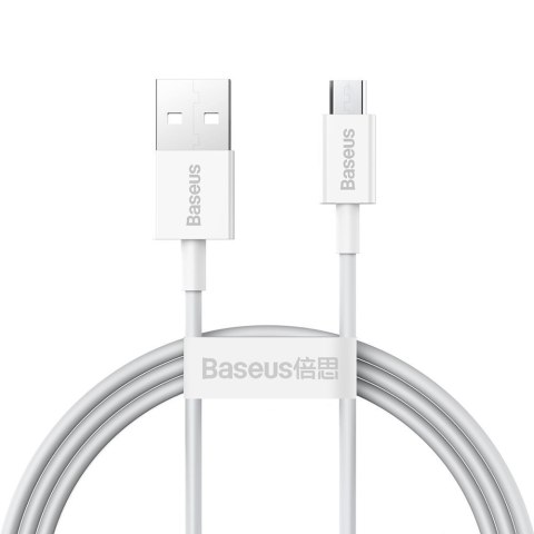 Superior kabel przewód USB microUSB do szybkiego ładowania 2A 1m biały BASEUS