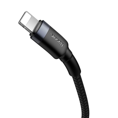 Wytrzymały nylonowy kabel przewód USB-C PD Iphone Lightning 18W QC3.0 1m czarny-szary BASEUS