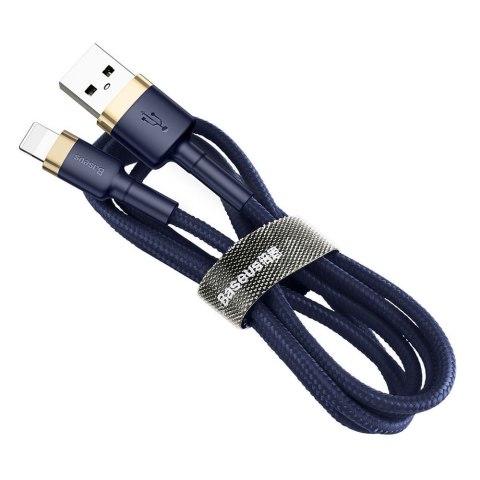 Wytrzymały nylonowy kabel przewód USB Iphone Lightning QC3.0 1.5A 2M niebieski BASEUS